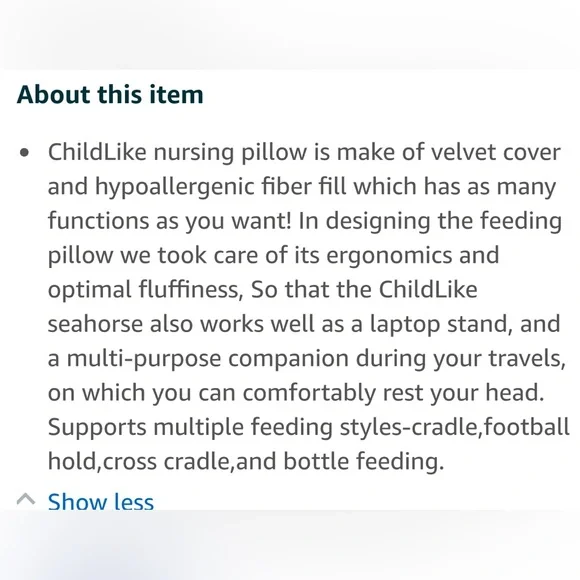 Childlike Seahorse Shaped Baby Nursing Pillow Cuddling white NEW sealed package - Picture 4 of 6